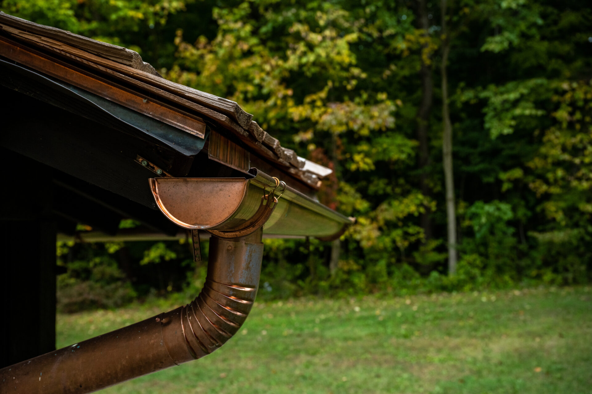 Half round copper gutters on a home.
